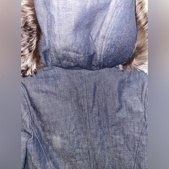 Pologeorgis Parka Blue Coat warm and stylish 
With Hood and fox fur  EUC US4 - Picture 8 of 14